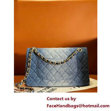 Chanel Washed Denim  &  Gold-Tone Metal Classic Flap 11.12 Handbag A01112 Blue 2025